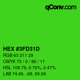 Color code: HEX #3FD31D | qconv.com