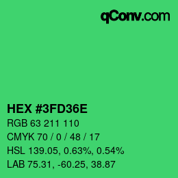 Color code: HEX #3FD36E | qconv.com
