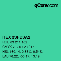 カラーコード: HEX #3FD3A2 | qconv.com