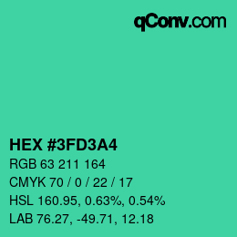 カラーコード: HEX #3FD3A4 | qconv.com