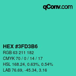 Color code: HEX #3FD3B6 | qconv.com