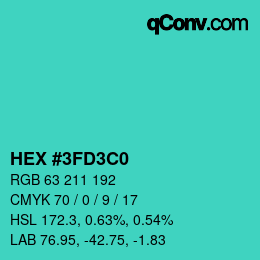 Color code: HEX #3FD3C0 | qconv.com