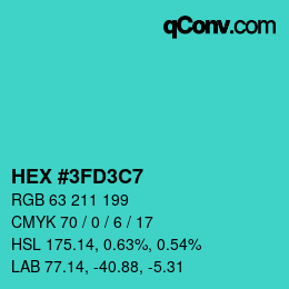 Código de color: HEX #3FD3C7 | qconv.com