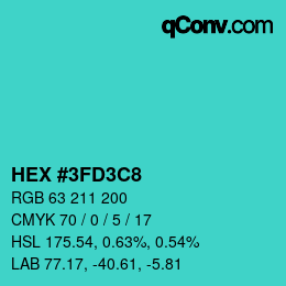 Color code: HEX #3FD3C8 | qconv.com