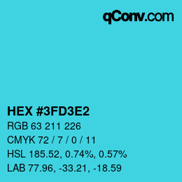 カラーコード: HEX #3FD3E2 | qconv.com