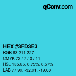 Color code: HEX #3FD3E3 | qconv.com