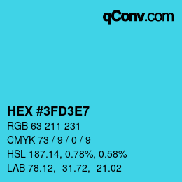 Color code: HEX #3FD3E7 | qconv.com