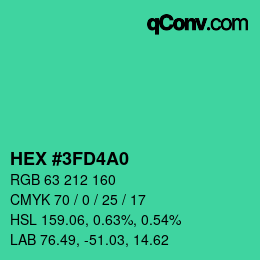 Color code: HEX #3FD4A0 | qconv.com