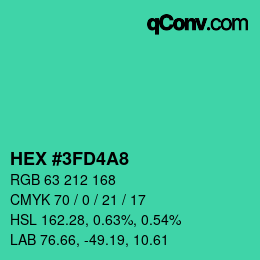 Color code: HEX #3FD4A8 | qconv.com