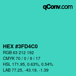 Color code: HEX #3FD4C0 | qconv.com