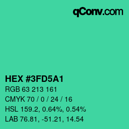 カラーコード: HEX #3FD5A1 | qconv.com