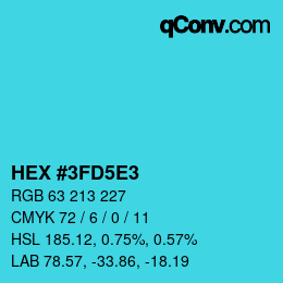 Color code: HEX #3FD5E3 | qconv.com