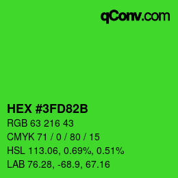 カラーコード: HEX #3FD82B | qconv.com