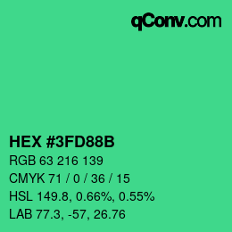 Color code: HEX #3FD88B | qconv.com
