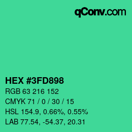カラーコード: HEX #3FD898 | qconv.com