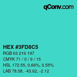 Color code: HEX #3FD8C5 | qconv.com