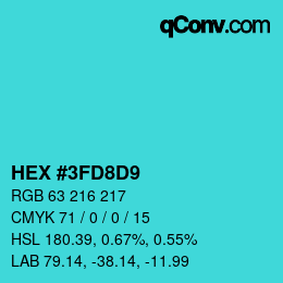 Color code: HEX #3FD8D9 | qconv.com