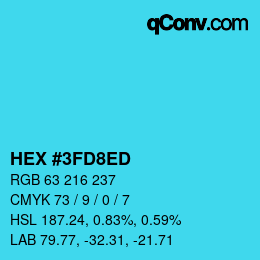 カラーコード: HEX #3FD8ED | qconv.com