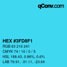 Color code: HEX #3FD8F1 | qconv.com