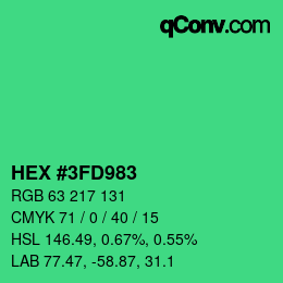 カラーコード: HEX #3FD983 | qconv.com