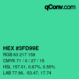Color code: HEX #3FD99E | qconv.com