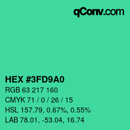 Color code: HEX #3FD9A0 | qconv.com