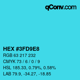 カラーコード: HEX #3FD9E8 | qconv.com