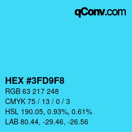 Color code: HEX #3FD9F8 | qconv.com