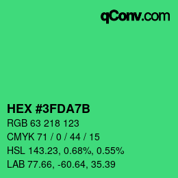 颜色代码: HEX #3FDA7B | qconv.com