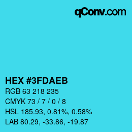 カラーコード: HEX #3FDAEB | qconv.com