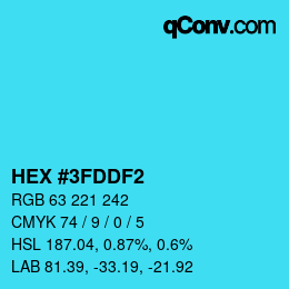 Color code: HEX #3FDDF2 | qconv.com
