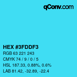颜色代码: HEX #3FDDF3 | qconv.com