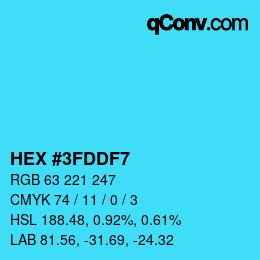 Color code: HEX #3FDDF7 | qconv.com