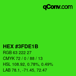 Color code: HEX #3FDE1B | qconv.com