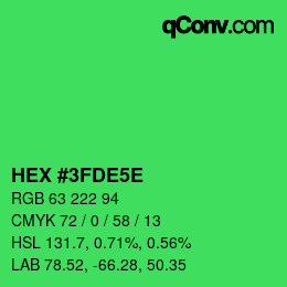 Color code: HEX #3FDE5E | qconv.com