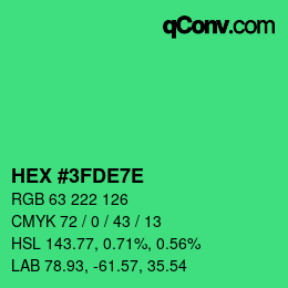 Color code: HEX #3FDE7E | qconv.com