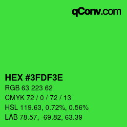 Color code: HEX #3FDF3E | qconv.com