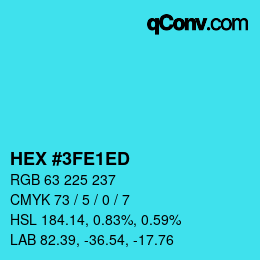 Color code: HEX #3FE1ED | qconv.com