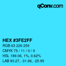 Color code: HEX #3FE2FF | qconv.com