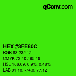 Color code: HEX #3FE80C | qconv.com