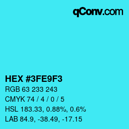 Color code: HEX #3FE9F3 | qconv.com