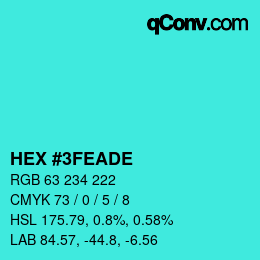 Color code: HEX #3FEADE | qconv.com