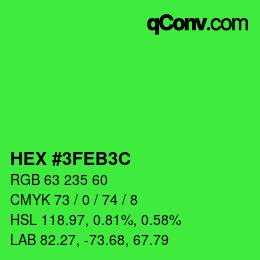 Code couleur: HEX #3FEB3C | qconv.com