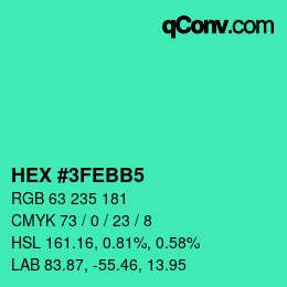 Color code: HEX #3FEBB5 | qconv.com