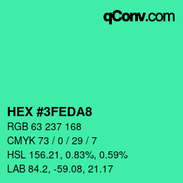 Color code: HEX #3FEDA8 | qconv.com