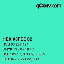 Color code: HEX #3FEDC2 | qconv.com