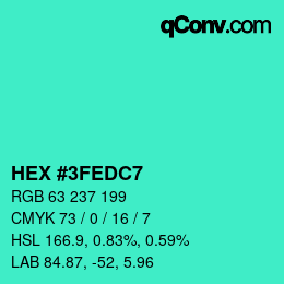 Color code: HEX #3FEDC7 | qconv.com