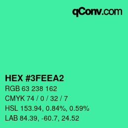 颜色代码: HEX #3FEEA2 | qconv.com