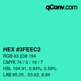 Color code: HEX #3FEEC2 | qconv.com