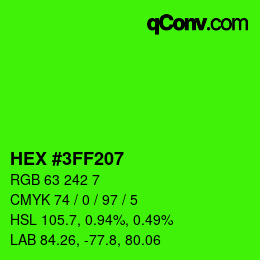Color code: HEX #3FF207 | qconv.com